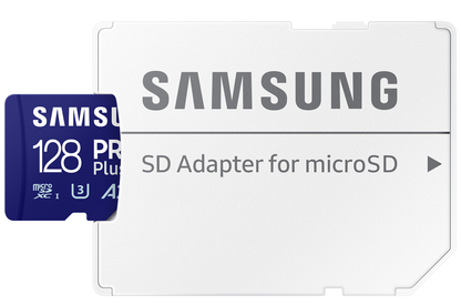 Cartão de Memória microSDXC Samsung PRO Plus, 128Gb, Classe 10 / UHS-1 U3, Com Adaptador MB-MD128SA/EU