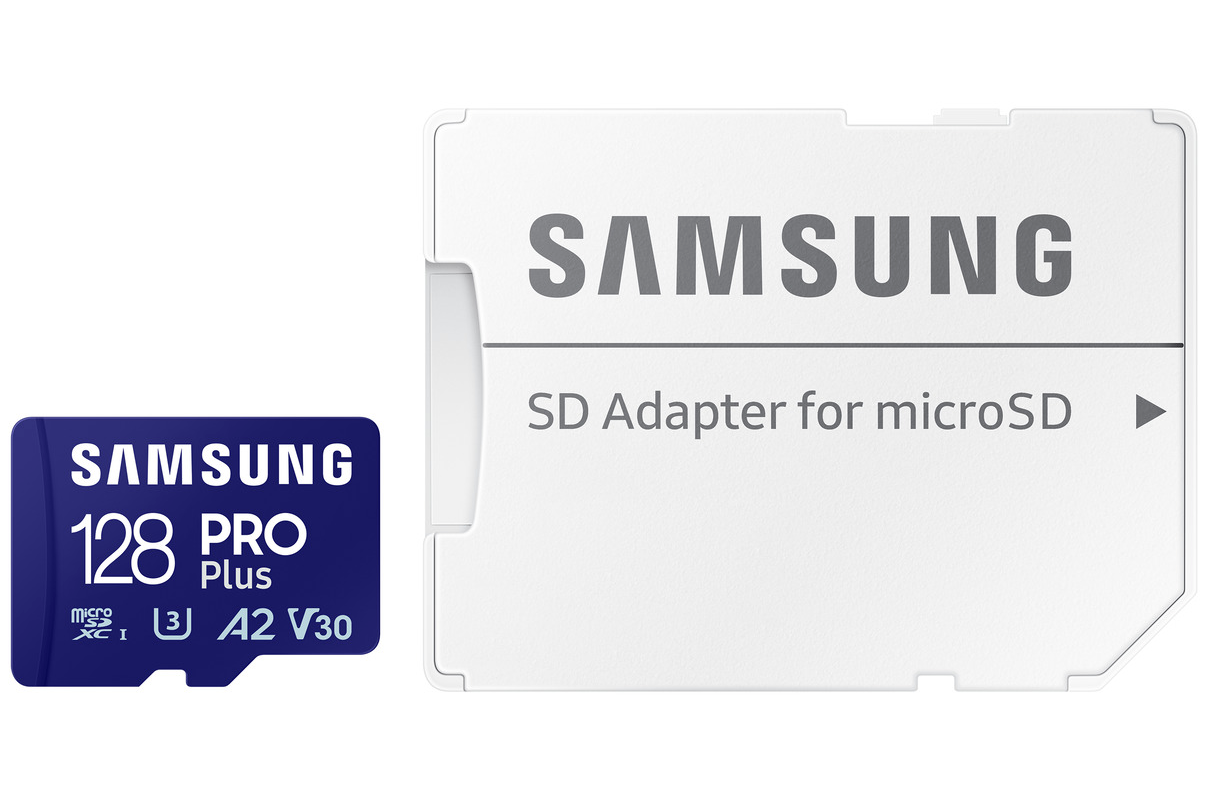 Cartão de Memória microSDXC Samsung PRO Plus, 128Gb, Classe 10 / UHS-1 U3, Com Adaptador MB-MD128SA/EU