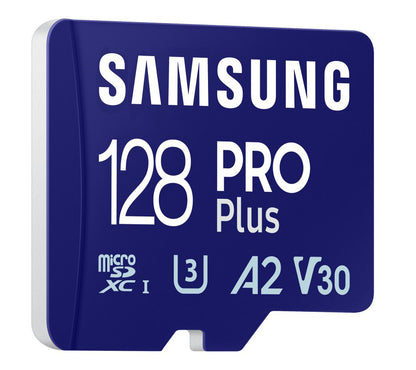 Cartão de Memória microSDXC Samsung PRO Plus, 128Gb, Classe 10 / UHS-1 U3, com Leitor de Cartão MB-MD128SB/WW