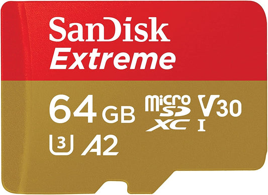 Cartão de Memória SanDisk Extreme microSDXC, 64Gb, Classe 10 / UHS-1 U3 SDSQXAH-064G-GN6MN 