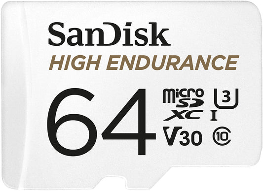 Cartão de Memória microSDXC SanDisk High Endurance, 64Gb, Classe 10 / UHS-1 U3, Com Adaptador SDSQQNR-064G-GN6IA