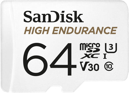 Cartão de Memória microSDXC SanDisk High Endurance, 64Gb, Classe 10 / UHS-1 U3, Com Adaptador SDSQQNR-064G-GN6IA