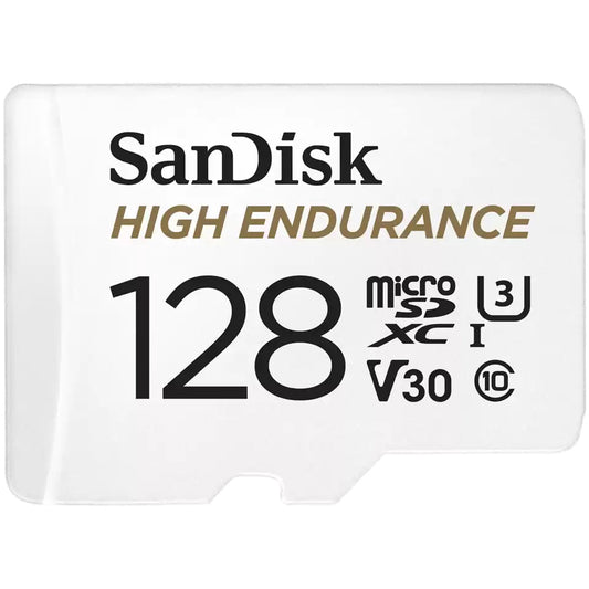 Cartão de Memória microSDXC SanDisk High Endurance, 128Gb, Classe 10 / UHS-1 U3, Com Adaptador SDSQQNR-128G-GN6IA