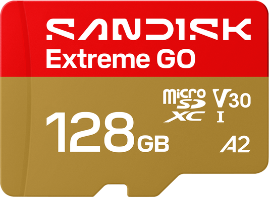 Cartão de Memória microSDXC SanDisk Extreme GO Android A2, 128Gb, Classe 10 / UHS-1 U1 SDSQXGN-128G-GN6MN