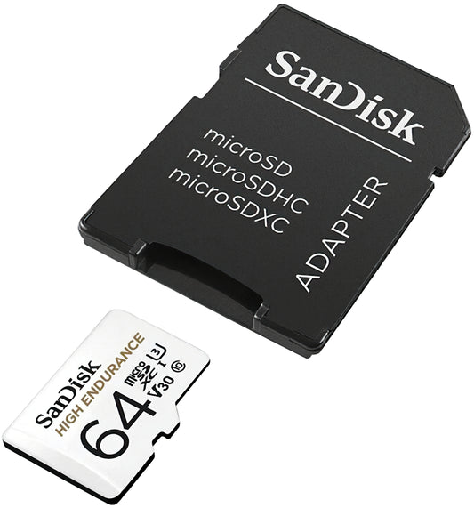 Cartão de Memória microSDXC SanDisk High Endurance, 64Gb, Classe 10 / UHS-1 U3, Com Adaptador SDSQQNR-064G-GN6IA