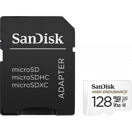Cartão de Memória microSDXC SanDisk High Endurance, 128Gb, Classe 10 / UHS-1 U3, Com Adaptador SDSQQNR-128G-GN6IA