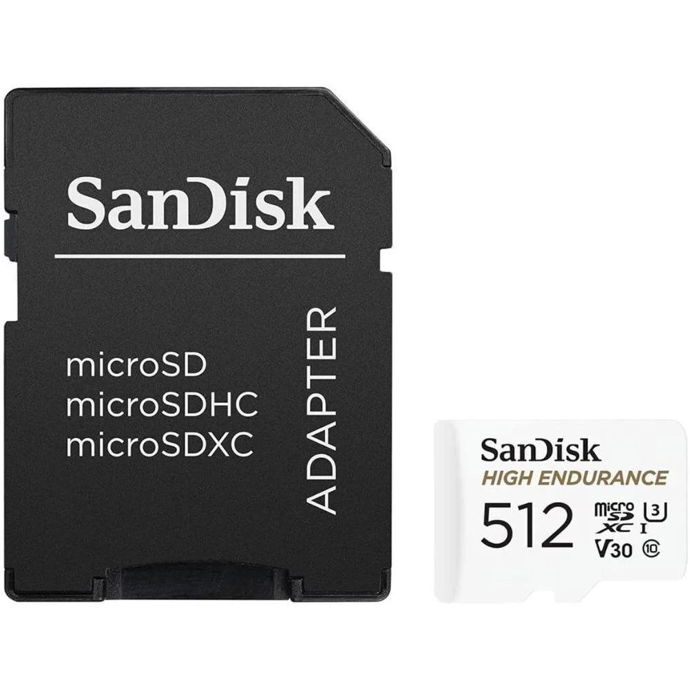 Cartão de Memória microSDXC SanDisk High Endurance, 512Gb, Classe 10 / UHS-1 U3, Com Adaptador SDSQQNR-512G-GN6IA