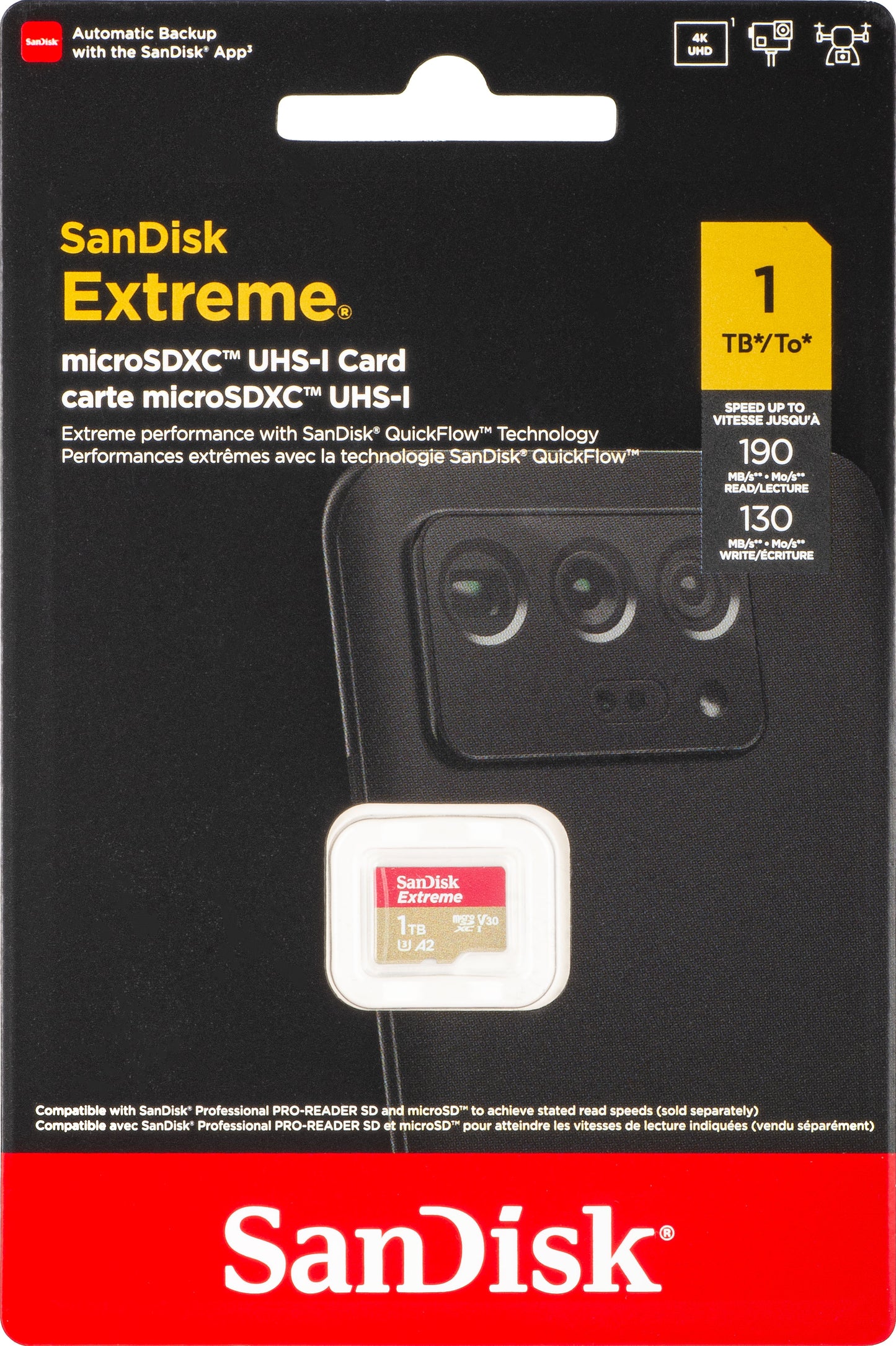 Cartão de Memória microSDXC SanDisk Extreme, 1TB, Classe 10 / UHS-1 U3 SDSQXAV-1T00-GN6MN