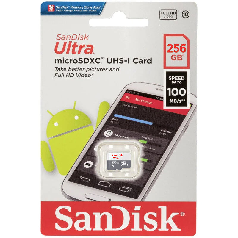 SanDisk Ultra microSDXC Memory Card, 256Gb, Class 10 SDSQUNR-256G-GN3MN