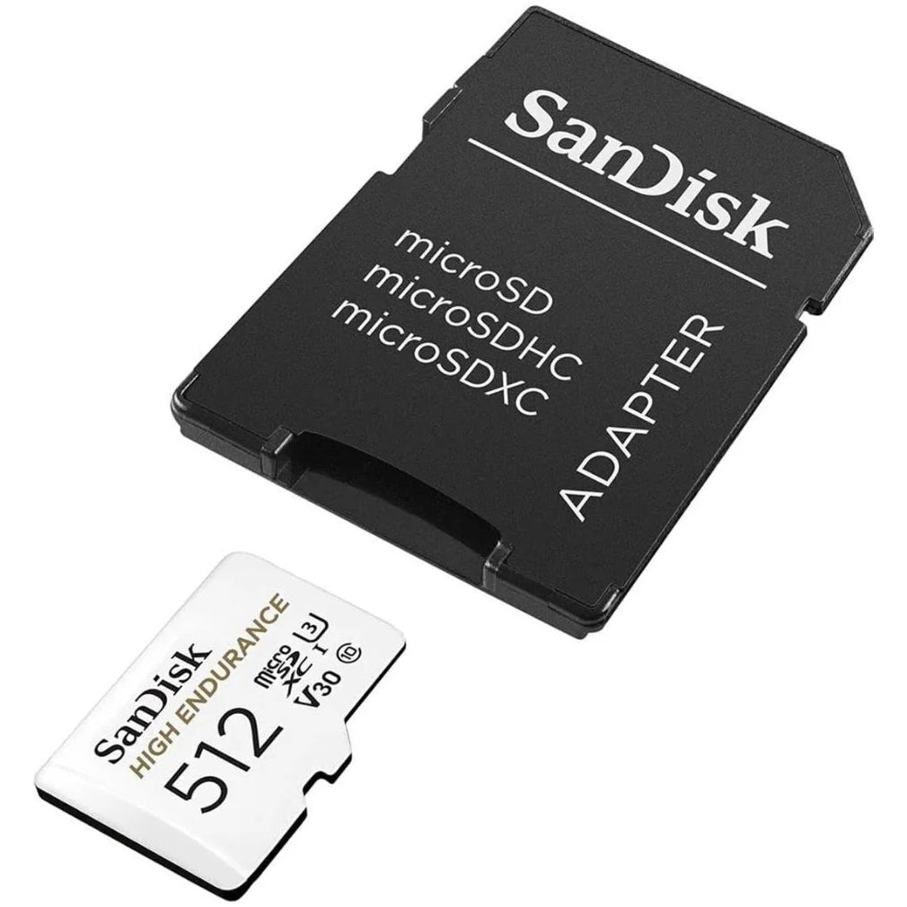 Cartão de Memória microSDXC SanDisk High Endurance, 512Gb, Classe 10 / UHS-1 U3, Com Adaptador SDSQQNR-512G-GN6IA