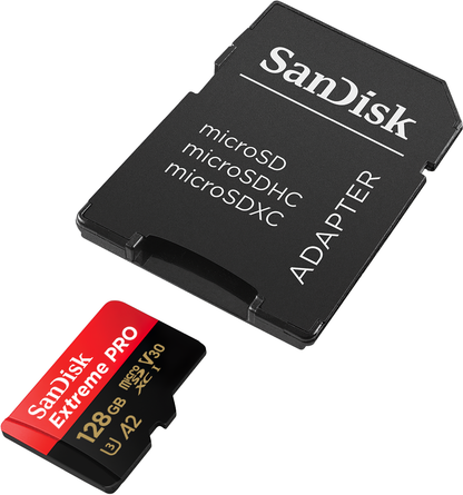 Cartão de Memória microSDXC SanDisk Extreme Pro, 128Gb, Classe 10 / UHS-1 U3, Com Adaptador SDSQXCD-128G-GN6MA