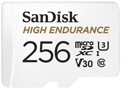 Cartão de Memória microSDXC SanDisk High Endurance, 256Gb, Classe 10 / UHS-1 U3, Com Adaptador SDSQQNR-256G-GN6IA