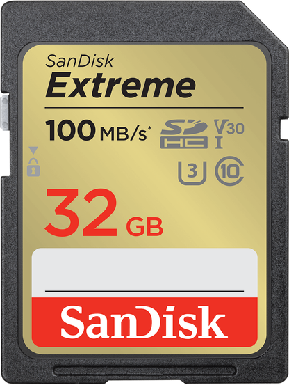 Cartão de Memória SDHC SanDisk Extreme, 32Gb, Classe 10 / UHS-1 U3 SDSDXVT-032G-GNCIN
