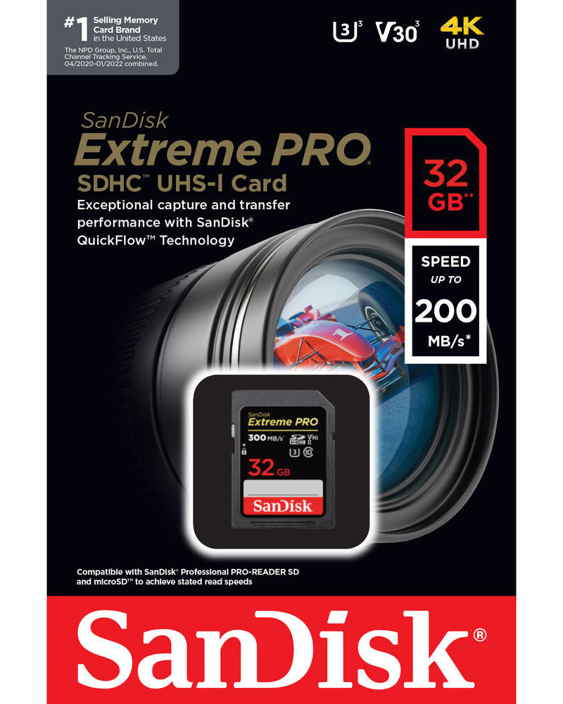 Cartão de Memória SDHC SanDisk Extreme Pro, 32Gb, Classe 10 / UHS-1 U3 SDSDXXO-032G-GN4IN