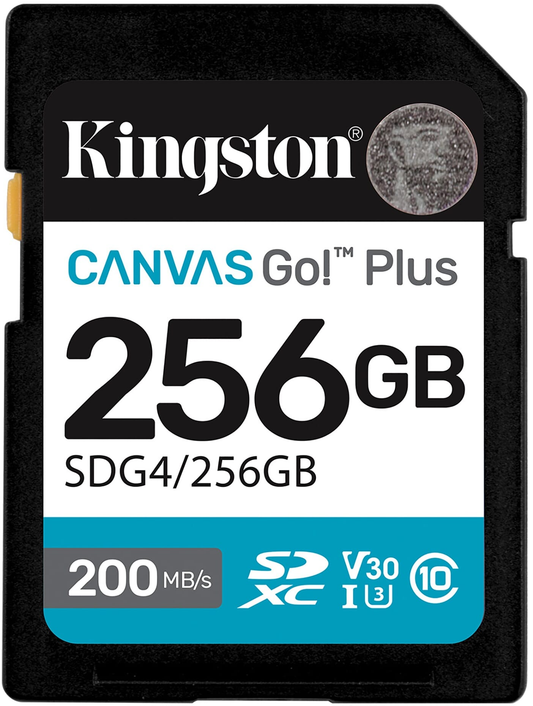 Cartão de Memória SDXC Kingston Canvas Go Plus, 256Gb, Classe 10 / UHS-1 U3 SDG4/256GB
