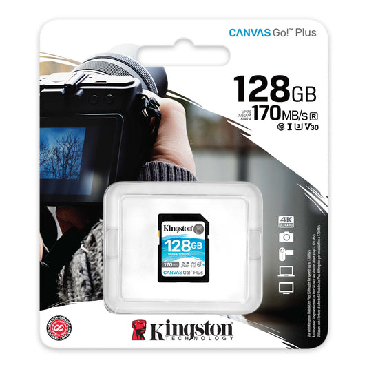 Cartão de Memória SDXC Kingston Canvas Go Plus, 128Gb, Classe 10 / UHS-1 U3 SDG3/128GB