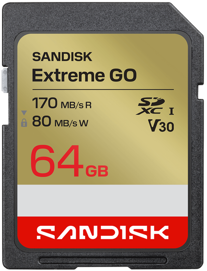 Cartão de Memória SDXC SanDisk Extreme Go, 64Gb, Classe 10 / UHS-1 U1 SDSDXGN-064G-GNCIN