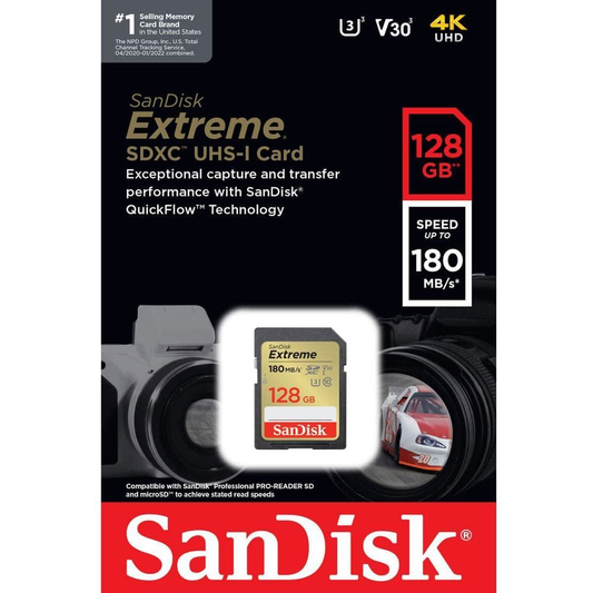 Cartão de Memória SDXC SanDisk Extreme, 128Gb, Classe 10 / UHS-1 U3 SDSDXVA-128G-GNCIN