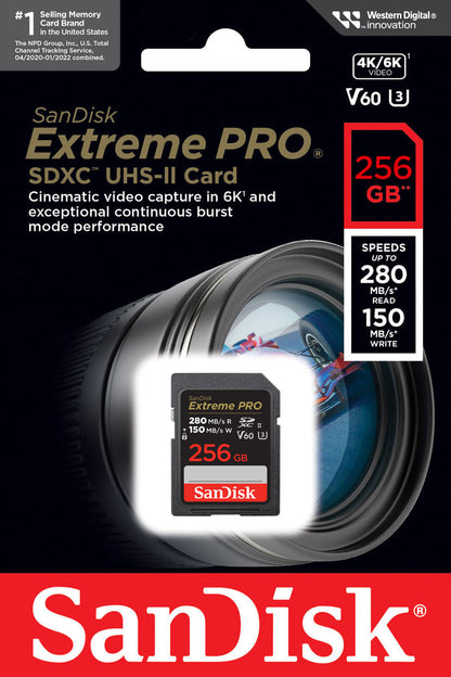 Cartão de Memória SDXC SanDisk Extreme Pro, 256Gb, Classe 10 / UHS-2 U3 SDSDXEP-256G-GN4IN