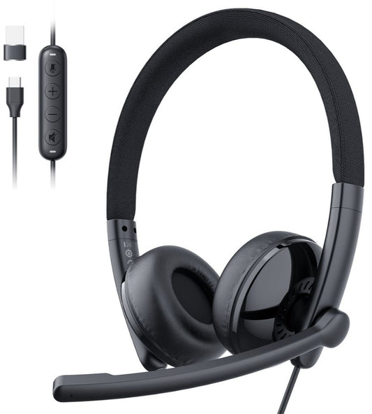 Auricular Call Center USB-C / USB-A EMEET GeniusCall HS50, Preto