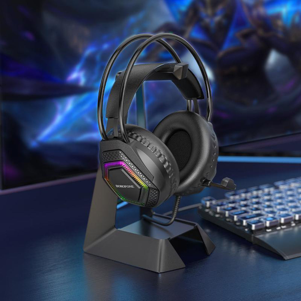 Auriculares Gaming 3.5mm Borofone BO105 Thunder, RGB, 2m, Pretos