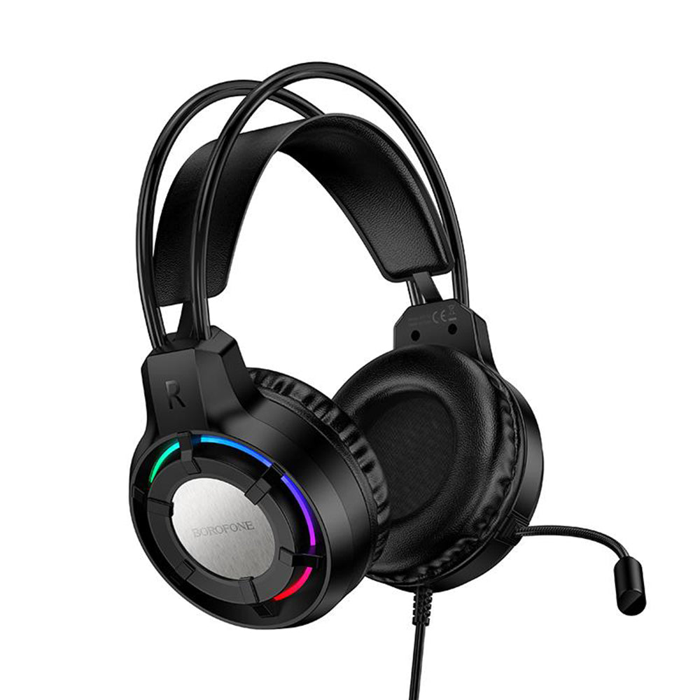 Auriculares Gaming 3.5mm Borofone BO112 Wave, RGB, 2m, Pretos