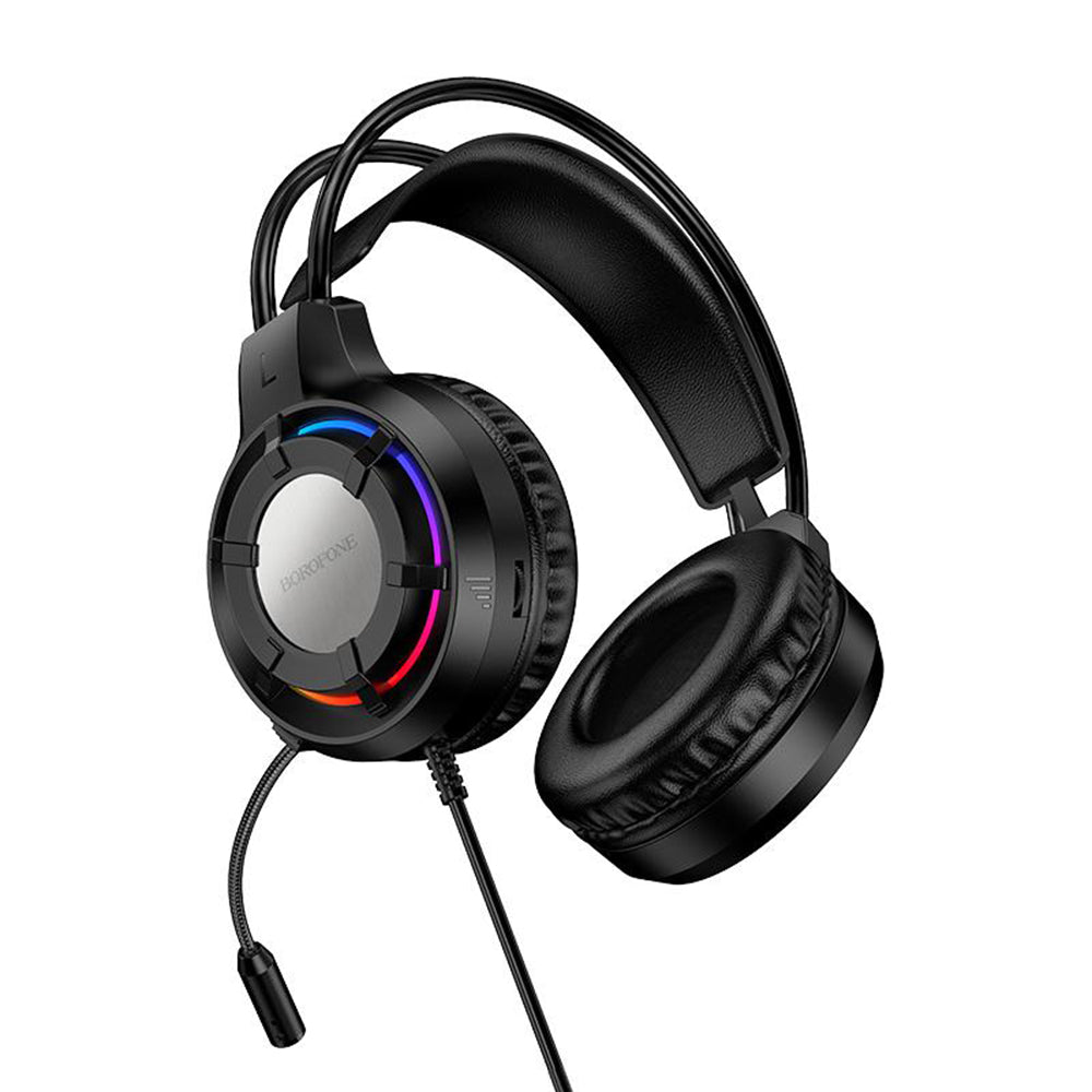 Auriculares Gaming 3.5mm Borofone BO112 Wave, RGB, 2m, Pretos
