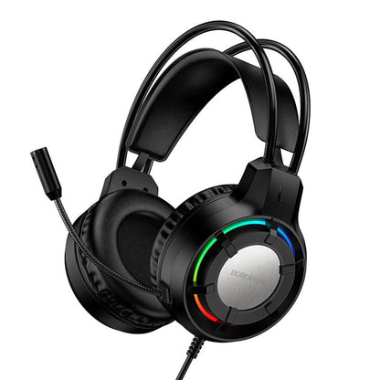 Auriculares Gaming 3.5mm Borofone BO112 Wave, RGB, 2m, Pretos