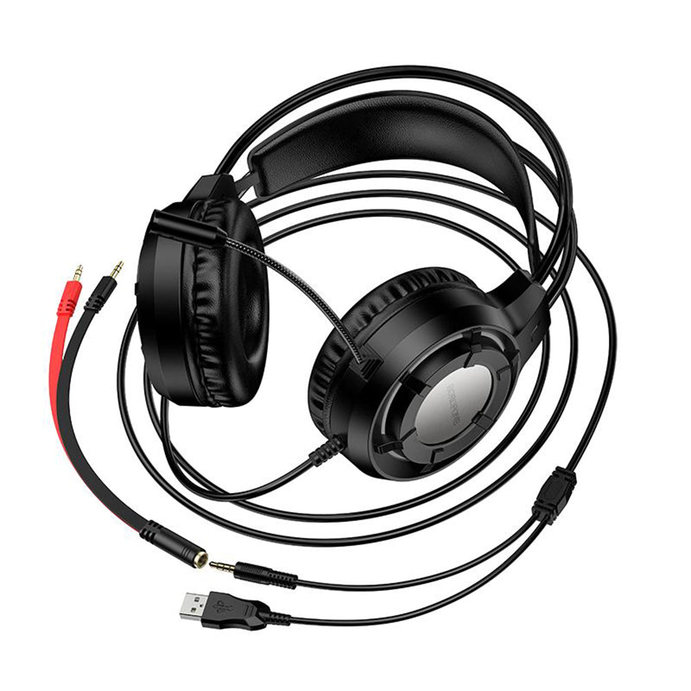 Auriculares Gaming 3.5mm Borofone BO112 Wave, RGB, 2m, Pretos