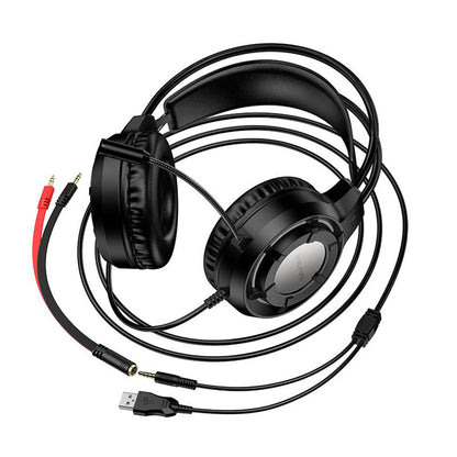 Auriculares Gaming 3.5mm Borofone BO112 Wave, RGB, 2m, Pretos