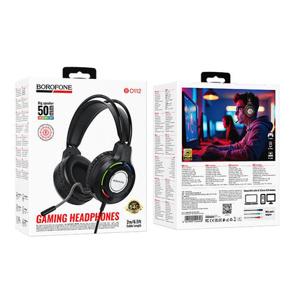 Auriculares Gaming 3.5mm Borofone BO112 Wave, RGB, 2m, Pretos