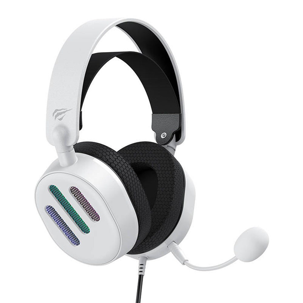 Auscultadores Gaming 3.5mm HAVIT H2038U, RGB, 2.1m, Brancos