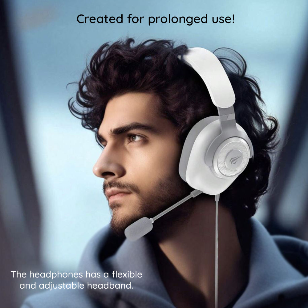 Headphones Gaming USB HAVIT H2230U, 1.8m, Brancas