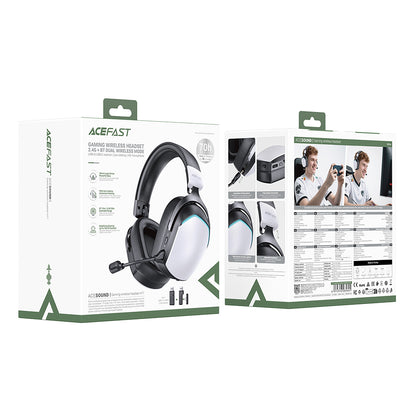 Auscultadores Gaming Wireless Acefast H11, RGB, BT / Wi-FI / Com fios, Brancos