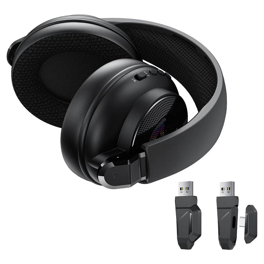 Auriculares Gaming Sem Fios Acefast H15, RGB, BT / Wi-FI / Com Fio, Pretos