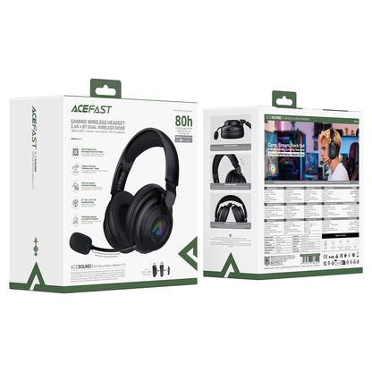 Auriculares Gaming Sem Fios Acefast H15, RGB, BT / Wi-FI / Com Fio, Pretos