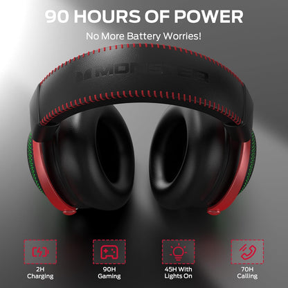 Auriculares Gaming Sem Fios Monster Mission 350, BT / Wi-Fi / Com Fio, Pretos