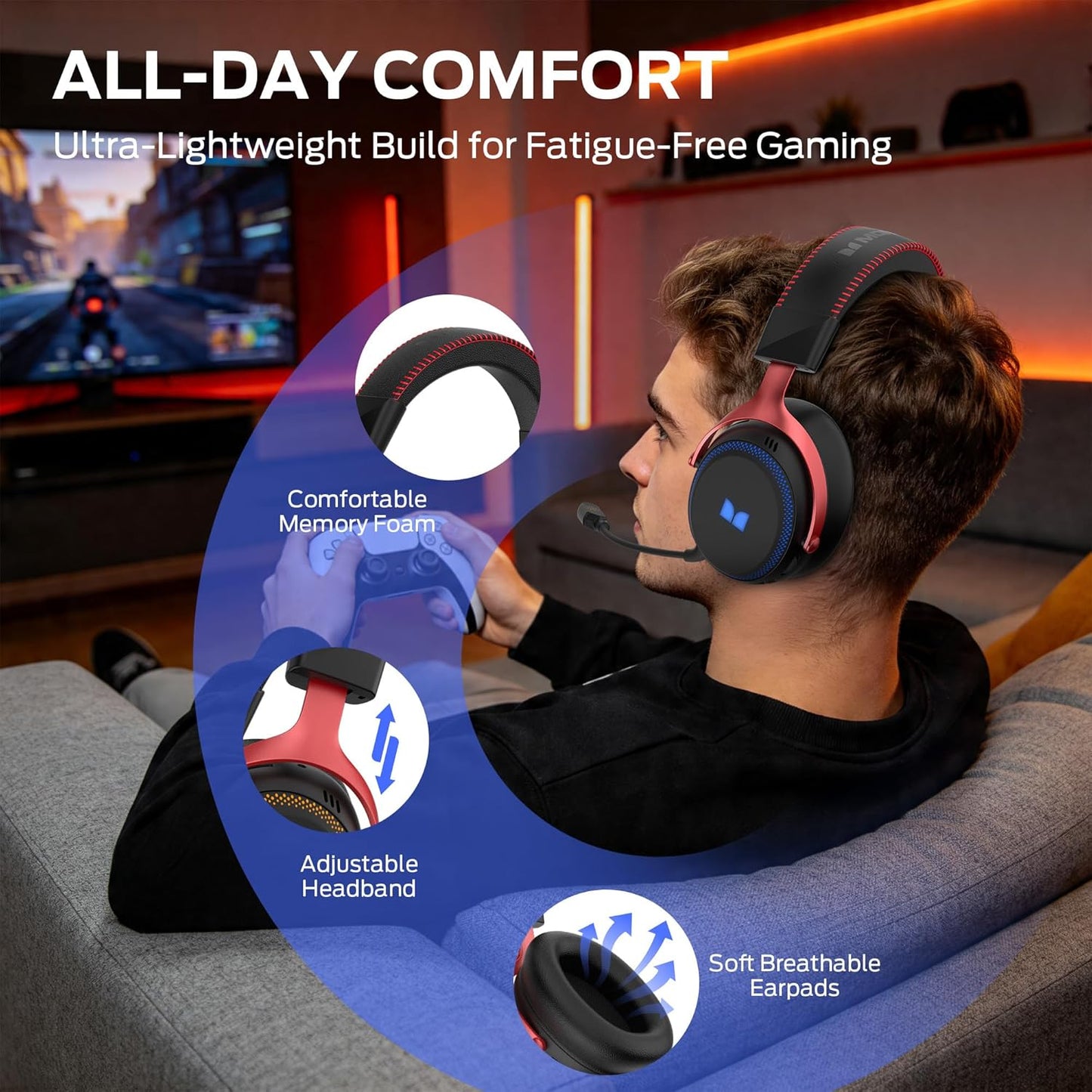 Auriculares Gaming Sem Fios Monster Mission 350, BT / Wi-Fi / Com Fio, Pretos