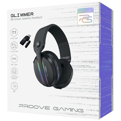 Auscultadores Gaming Wireless Proove Glimmer, RGB, BT / Wi-FI / Wired, Pretos WHGL00022001