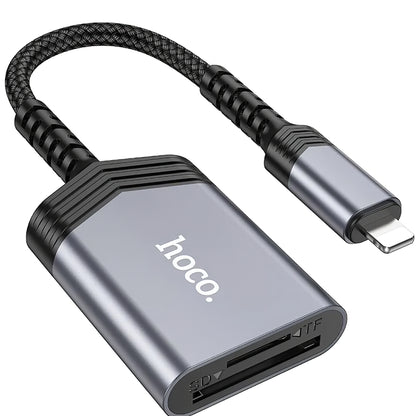 Leitor de Cartão Lightning HOCO UA25, SD - microSD, Cinzento