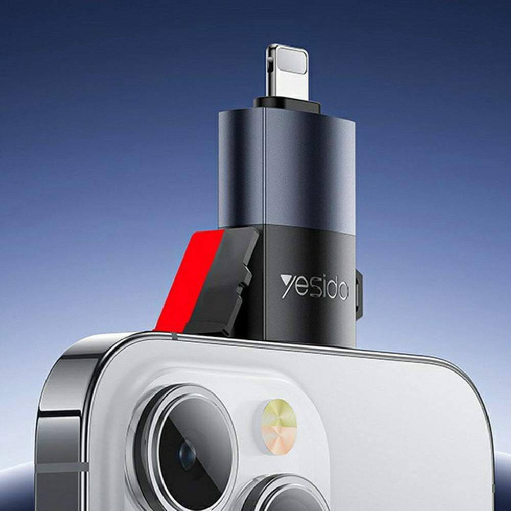 Leitor de Cartão Lightning Yesido GS38, microSD, Cinzento, Reembalado