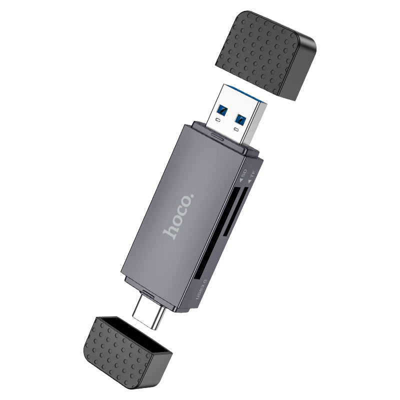 Leitor de Cartão USB 3.0 / USB-C HOCO HB45, SD - microSD, Cinzento
