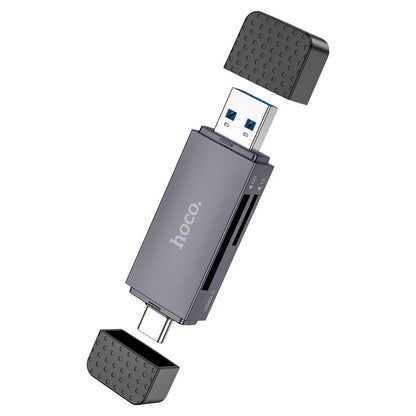 Leitor de Cartão USB 3.0 / USB-C HOCO HB45, SD - microSD, Cinzento
