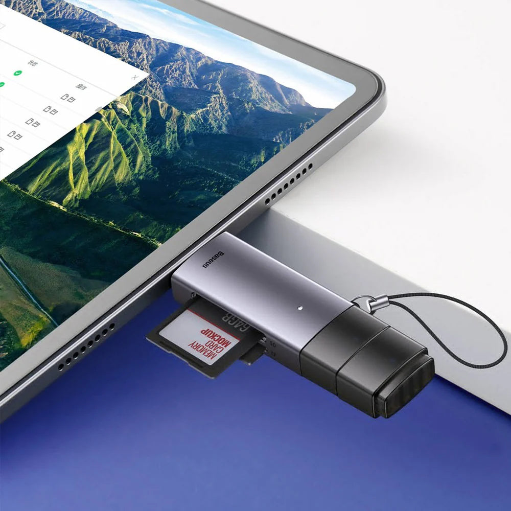 Leitor de cartões USB / USB-C Baseus Lite, SD - microSD, cinzento WKQX060113 