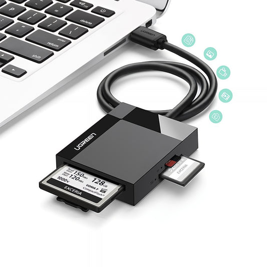 Leitor de Cartão USB 3.0 UGREEN CR125, SD - microSD - CF - MS, Preto