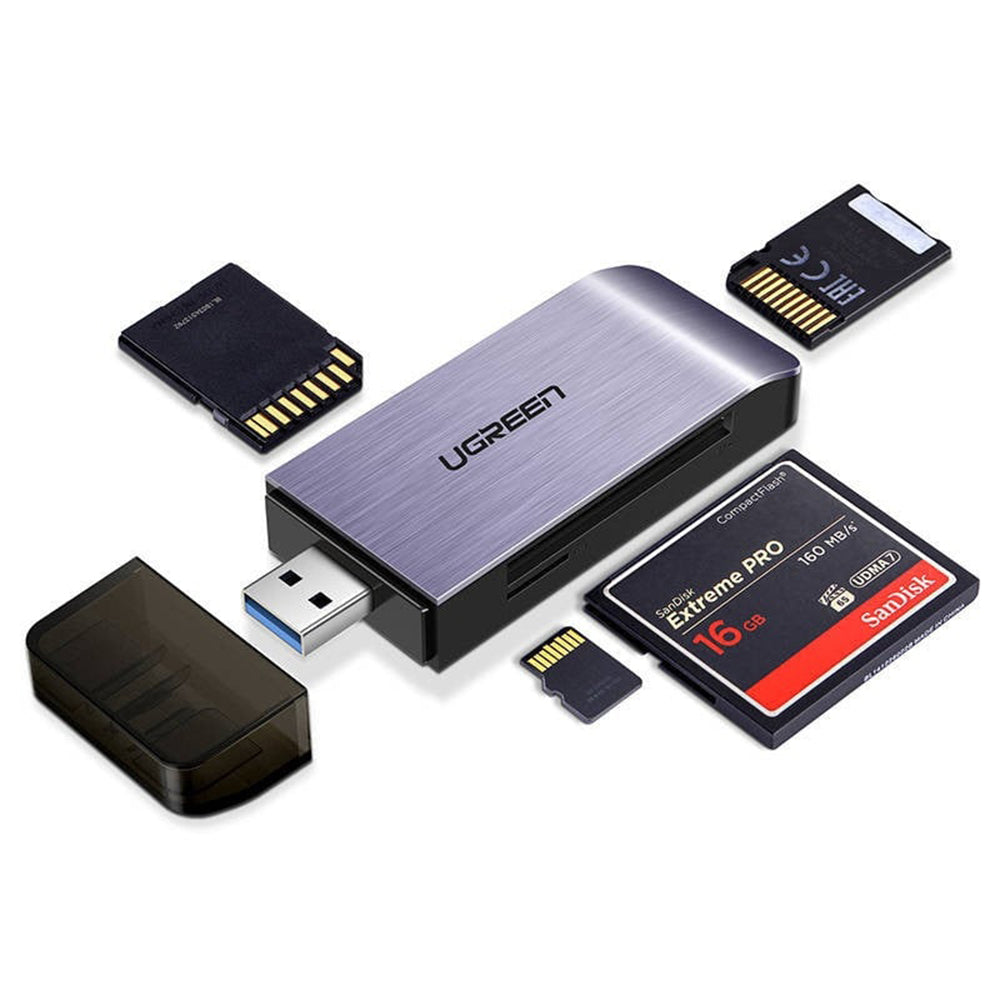 Leitor de Cartão USB 3.0 UGREEN CM180, SD - microSD - CF - MS, Cinzento