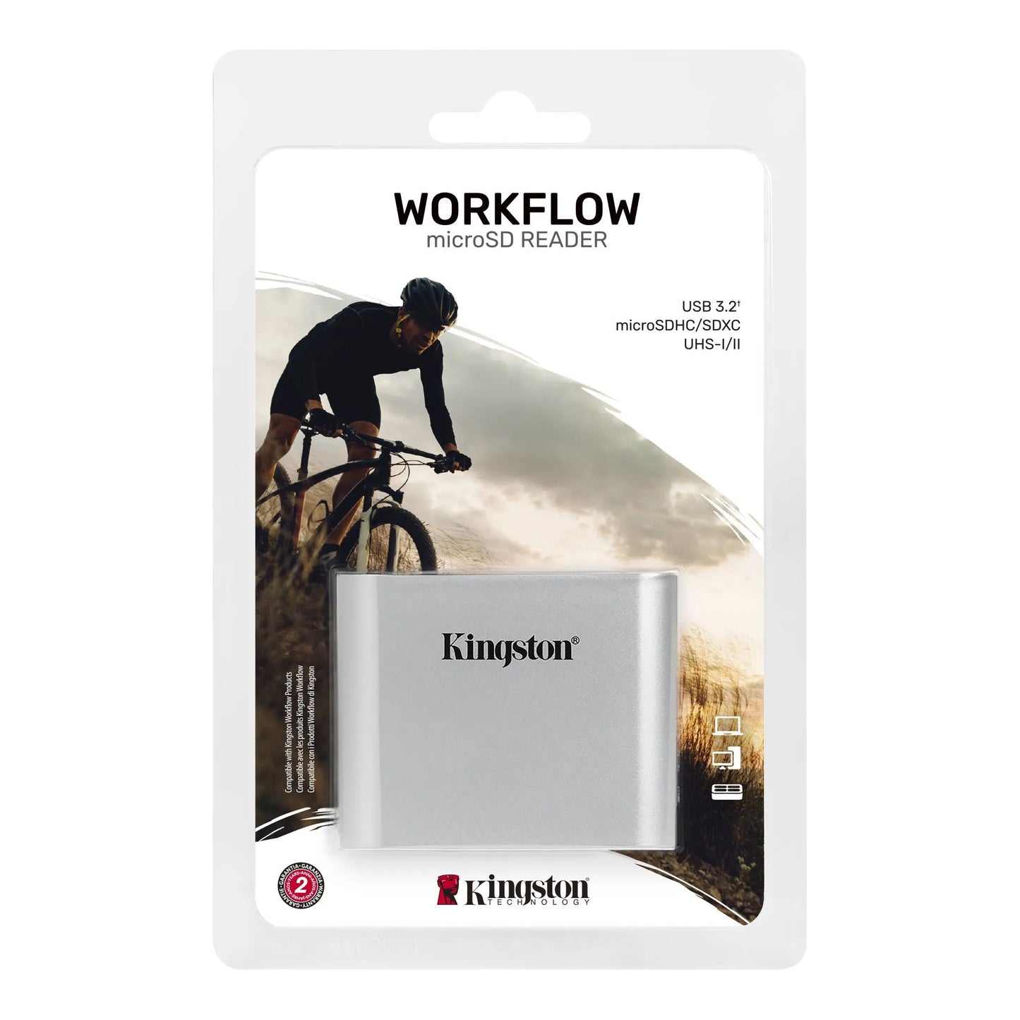 Leitor de cartões Kingston Workflow USB 3.2, microSD duplo, cinzento WFS-SDC 