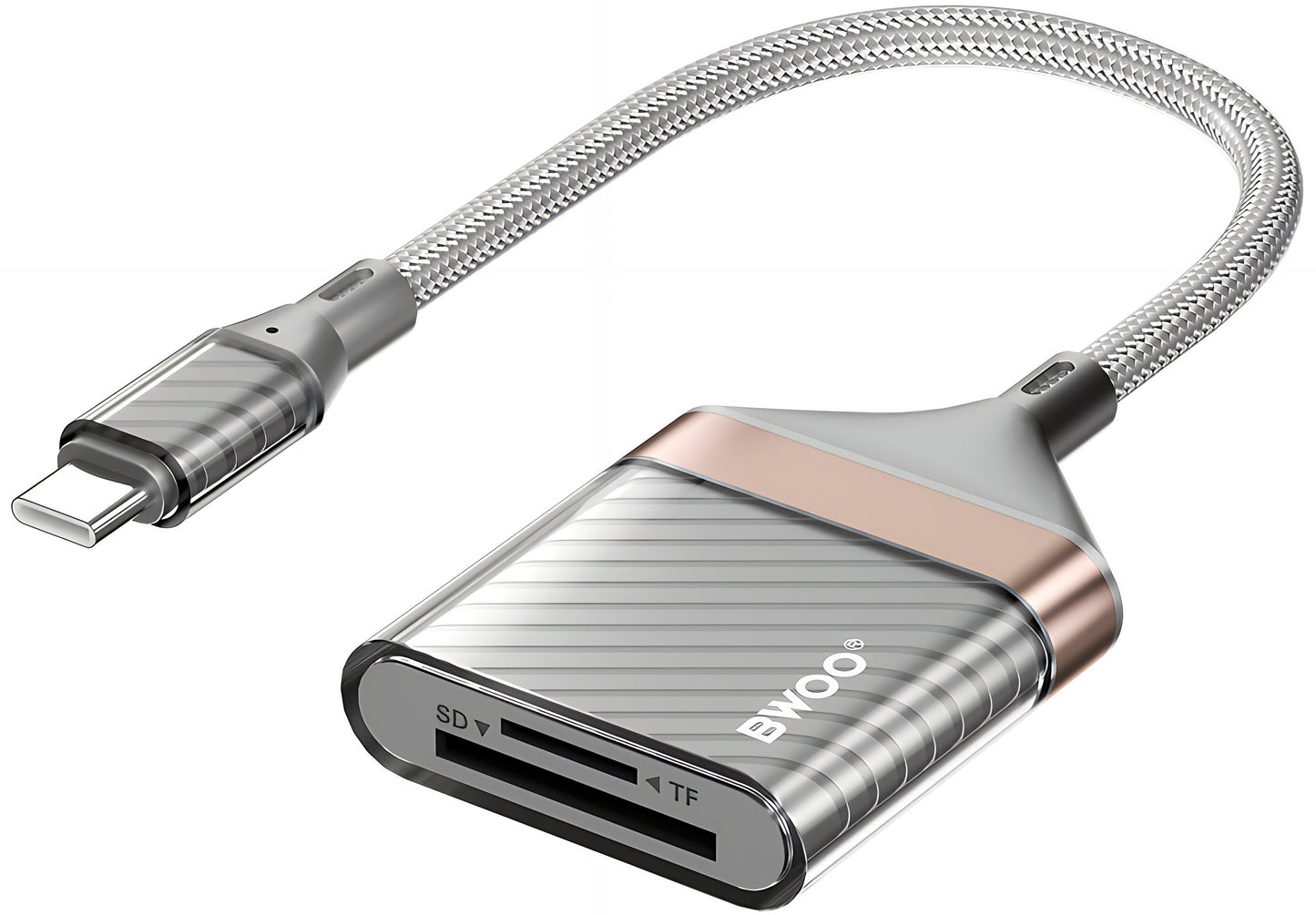Leitor de Cartões USB-C BWOO BZ64, SD - microSD, Cinzento