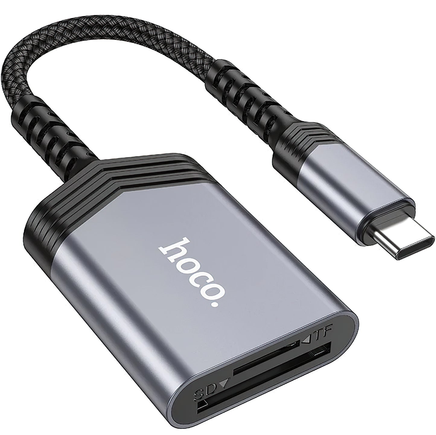 Leitor de cartões USB-C HOCO UA25, SD - microSD, cinzento 