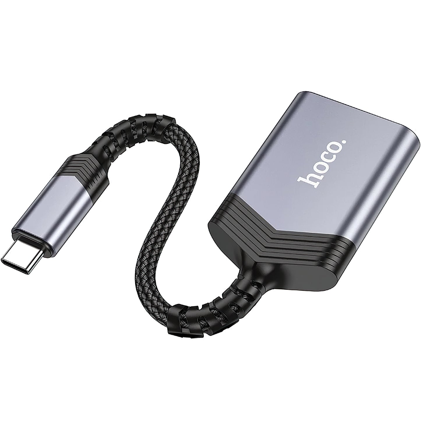 Leitor de cartões USB-C HOCO UA25, SD - microSD, cinzento 